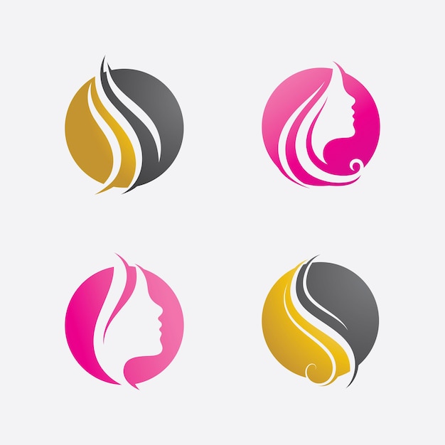 Logotipo y símbolos de mujer y rostro de cabello