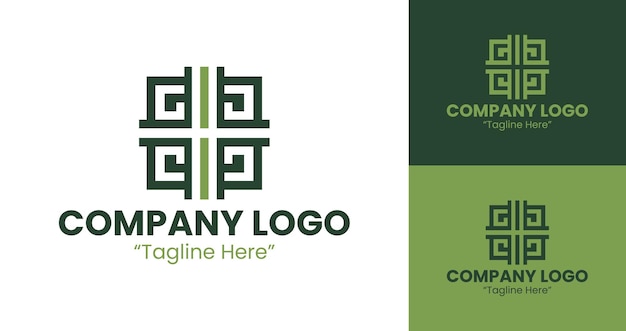 Logotipo simétrico verde y azul para la marca corporativa profesional y la identidad empresarial limpia