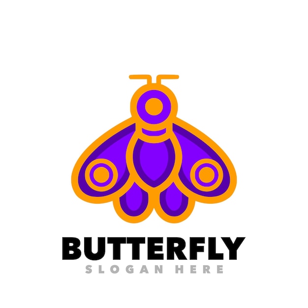 Logotipo simple de arte de línea de mariposa