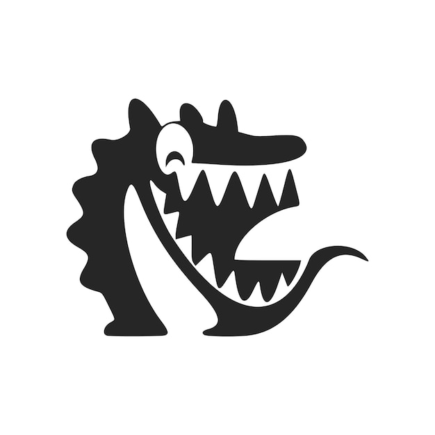 Logotipo simple en blanco y negro con una estética Cocodrilo alegre