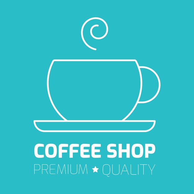 Logotipo simple de una cafetería Icono de línea con una taza de café