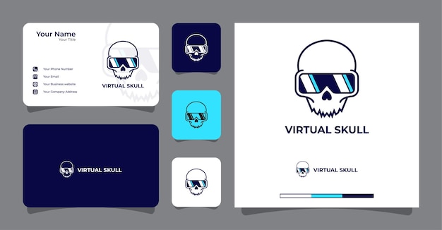 Logotipo simple de calavera vr con vector premium de plantilla de tarjeta de visita