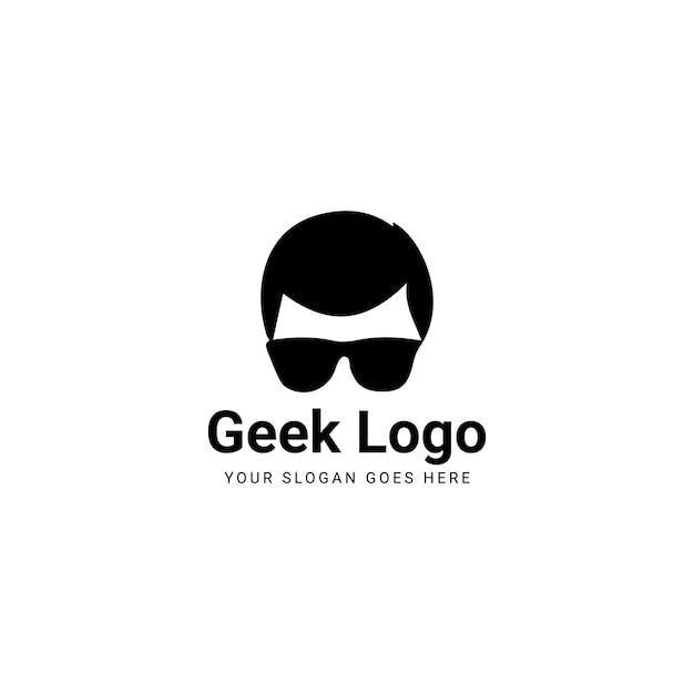 El logotipo simple de Geek con gafas de sol negras