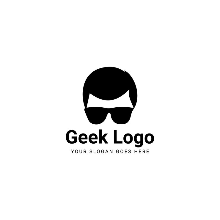 Vector el logotipo simple de geek con gafas de sol negras