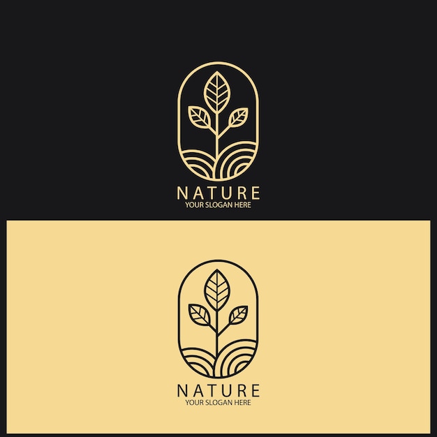 Logotipo simple de hoja natural y plantilla vectorial
