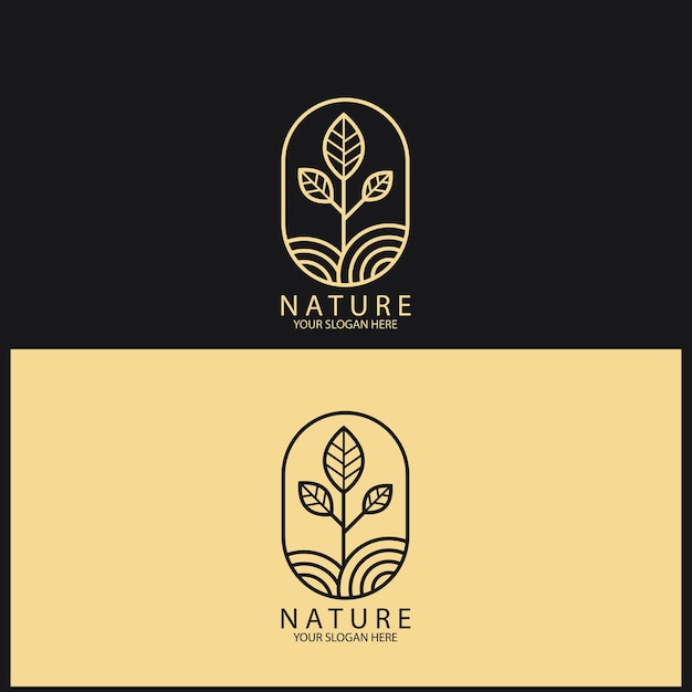 Logotipo simple de hoja natural y plantilla vectorial