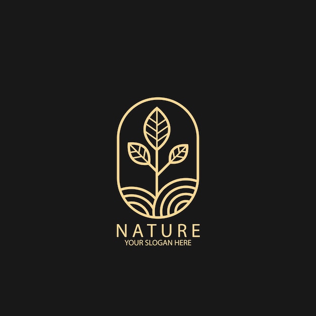 Logotipo simple de hoja natural y plantilla vectorial