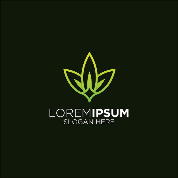 Logotipo simple de hoja de salud orgánica natural.