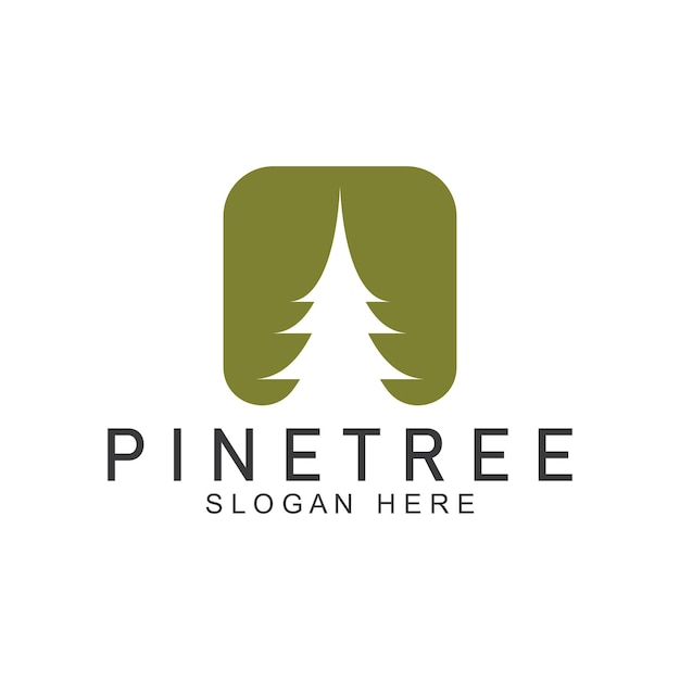 logotipo simple de pino o abeto casa de pino de hoja perenne para aventureros del bosque de pinos acampando insignias de naturaleza