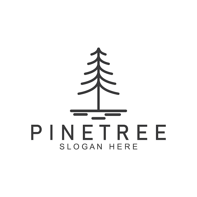 logotipo simple de pino o abeto casa de pino de hoja perenne para aventureros del bosque de pinos acampando insignias de naturaleza