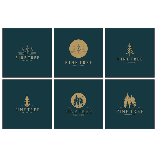 logotipo simple de pino o abeto hojas perennes para bosque de pinos aventureros cámping naturaleza insignias y negocios vector