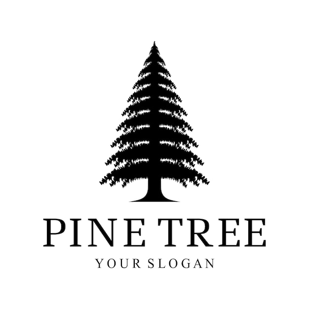 logotipo simple de pino o abeto hojas perennes para bosque de pinos aventureros cámping naturaleza insignias y negocios vector