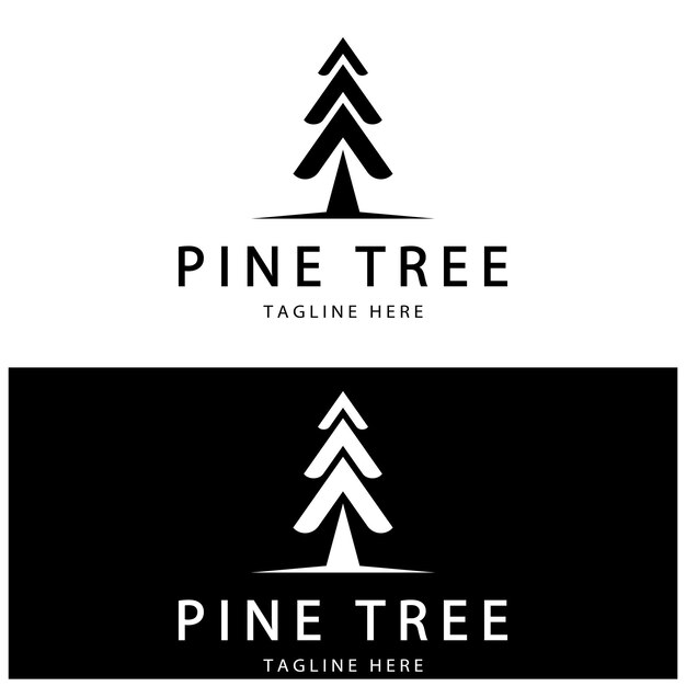 Logotipo simple de pino o abetosiempre verdepara aventureros de bosque de pinoscampinginsignias de naturaleza y negocios