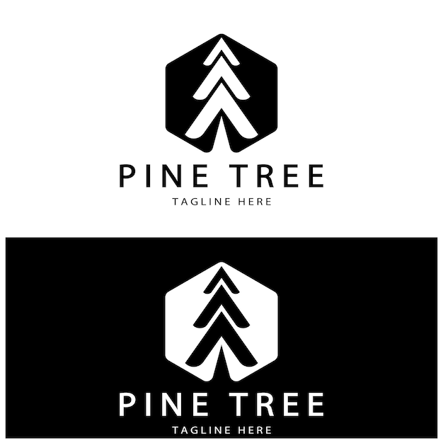 Logotipo simple de pino o abetosiempre verdepara aventureros de bosque de pinoscampinginsignias de naturaleza y negocios
