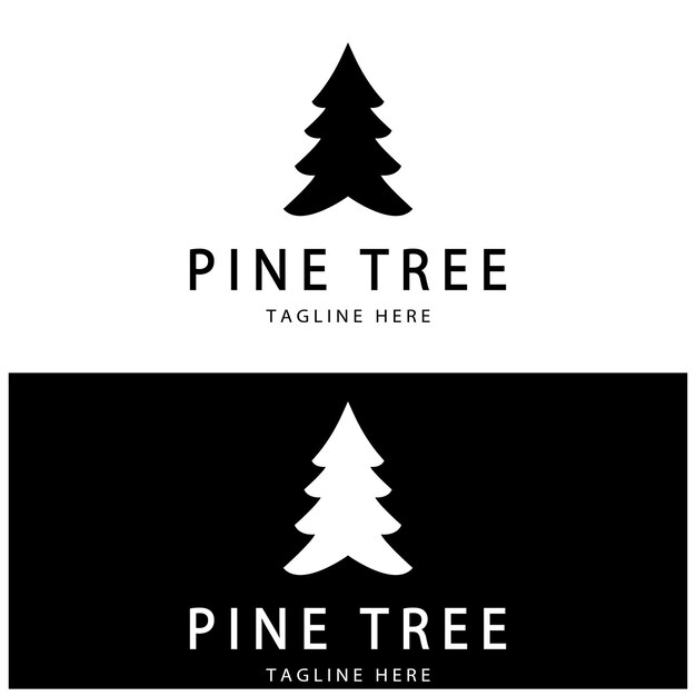 Logotipo simple de pino o abetosiempre verdepara aventureros de bosque de pinoscampinginsignias de naturaleza y negocios