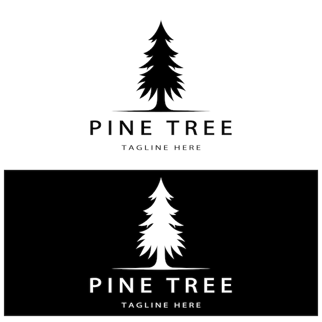 Logotipo simple de pino o abetosiempre verdepara aventureros de bosque de pinoscampinginsignias de naturaleza y negocios