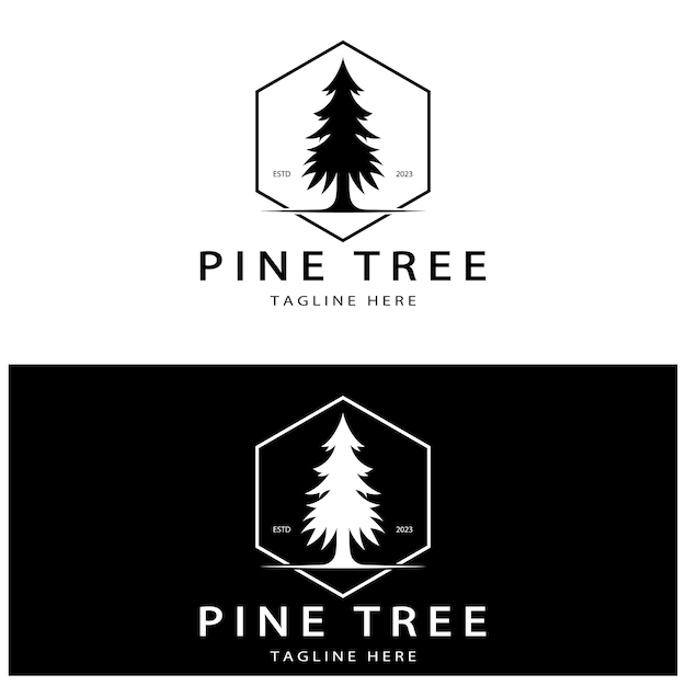 Logotipo simple de pino o abetosiempre verdepara aventureros de bosque de pinoscampinginsignias de naturaleza y negocios