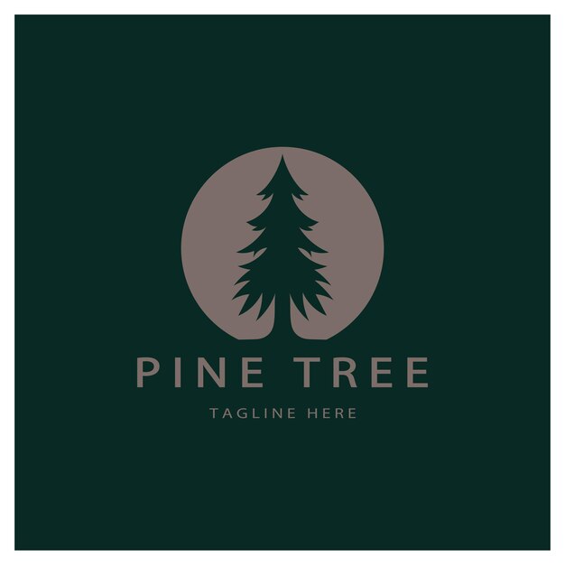Logotipo simple de pino o abetosiempre verdepara aventureros de bosque de pinoscampinginsignias de naturaleza y negocios