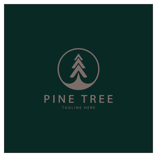 Logotipo simple de pino o abetosiempre verdepara aventureros de bosque de pinoscampinginsignias de naturaleza y negocios