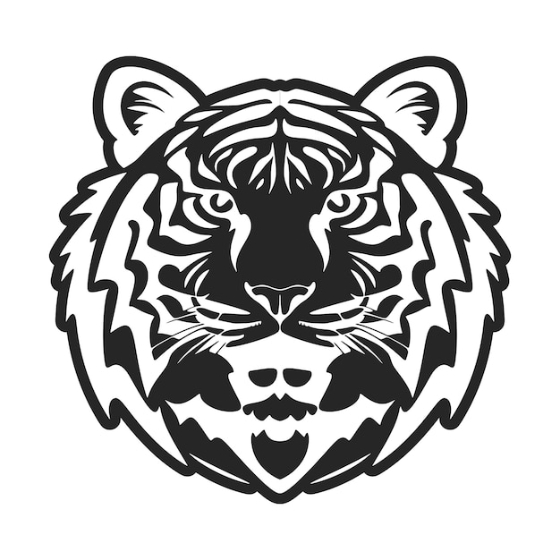 Vector un logotipo simple que muestra un tigre normal en colores blanco y negro ilustración vectorial