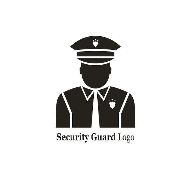 Logotipo simple de seguridad y escolta en color blanco y negro