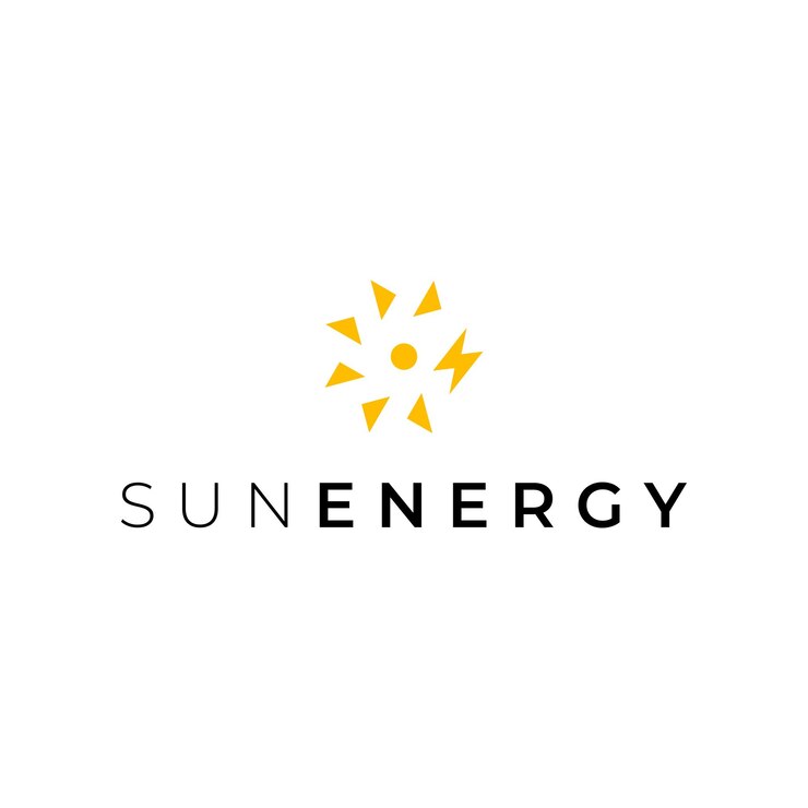 logotipo simple de sol y energía