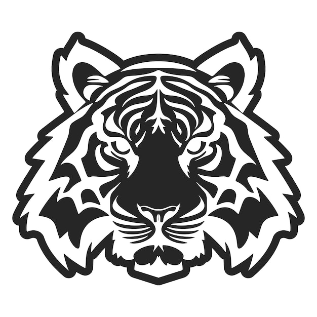 Un logotipo simple con un tigre normal que solo es blanco y negro en colores Ilustración vectorial