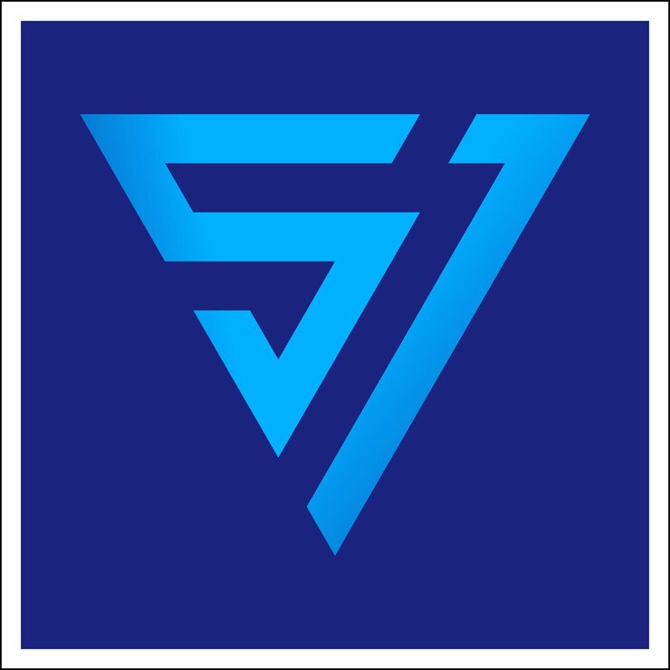 Vector logotipo sl texto logotipo del triángulo de la pirámide trigonal logotipo vsl logotipo destacador icono azul icono del logotipo slv vectorial