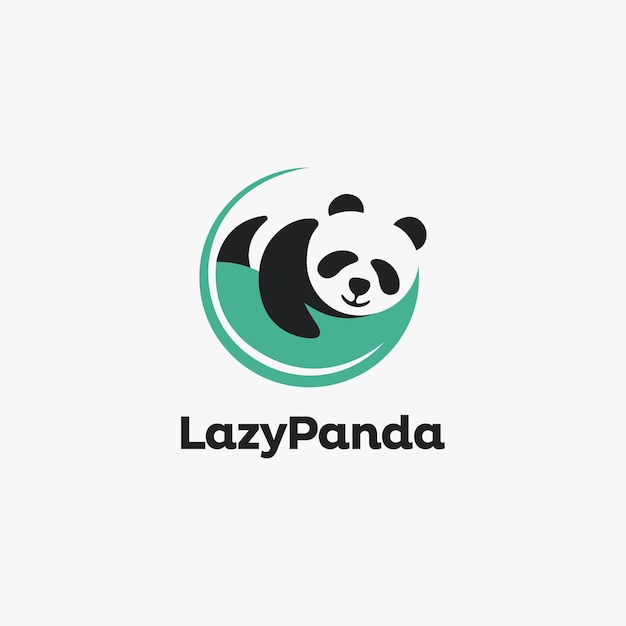 El logotipo de Sleepy Panda es una plantilla vectorial de iconos de logotipo de panda perezoso sobre un fondo blanco.