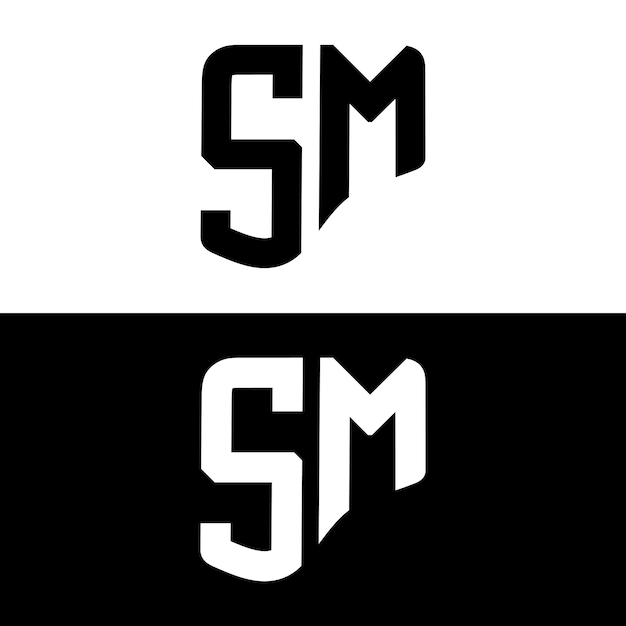 Logotipo SM Diseño de logotipo letra SM con color blanco y negro