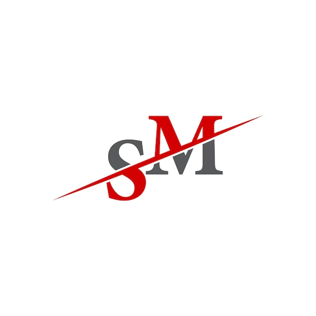 Logotipo SM minimalista con línea diagonal dinámica