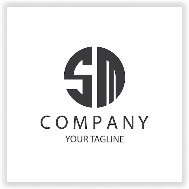 Logotipo SM monograma sencillo y moderno círculo de color negro plantilla de diseño de vector elegante premium eps 10