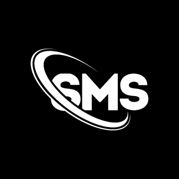 Logotipo de SMS, letra SMS, diseño de logotipo de letra SMS, iniciales, logotipo de SMS vinculado con círculo y monograma en mayúsculas, logotipo SMS, tipografía para negocios tecnológicos y marca inmobiliaria.
