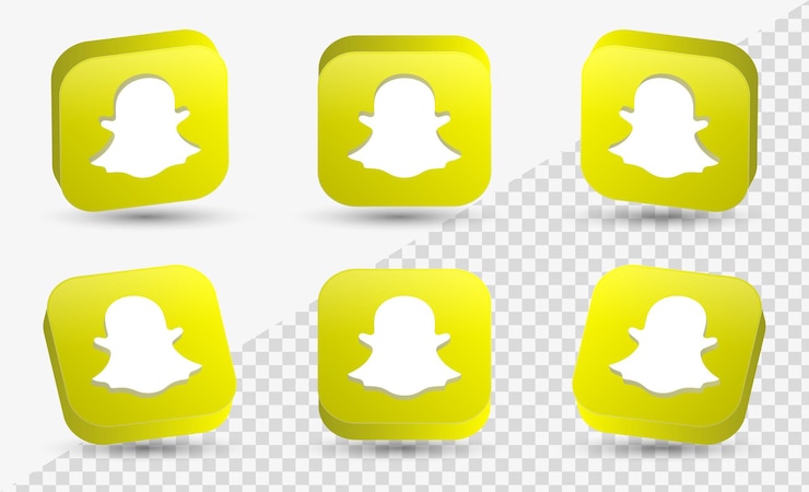 Vector logotipo de snapchat 3d en cuadrado moderno para logotipos de iconos de redes sociales 3d o marco de icono de plataforma de red