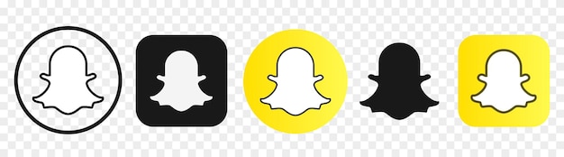 Logotipo de snapchat en diferentes formas sobre un fondo transparente