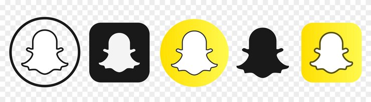 Vector logotipo de snapchat en diferentes formas sobre un fondo transparente