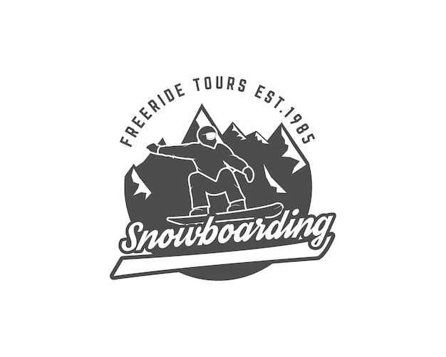 Logotipo de snowboard y plantilla de etiqueta