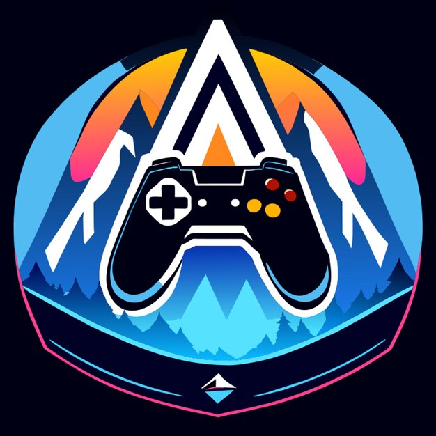 Vector un logotipo sobre un gamepad con luces del norte y una letra una ilustración vectorial