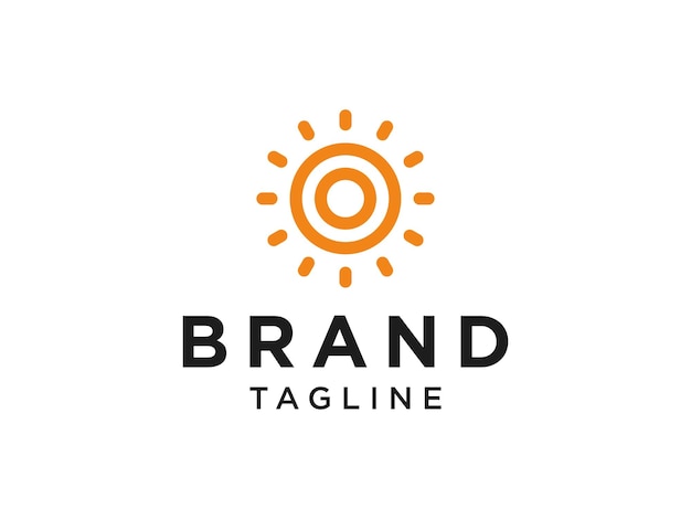 Logotipo de sol y agua. Vintage Circle Line Sun con rayos. Utilizable para logotipos de negocios y naturaleza.