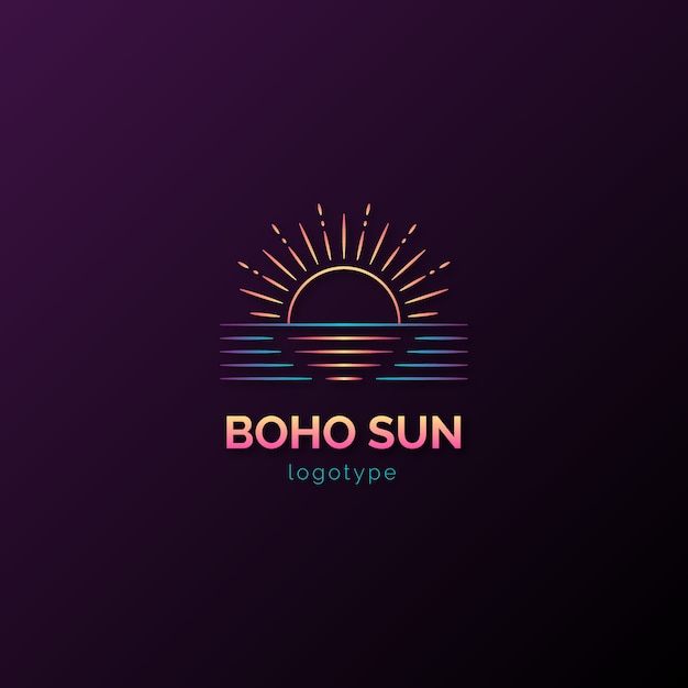 Logotipo de sol boho degradado