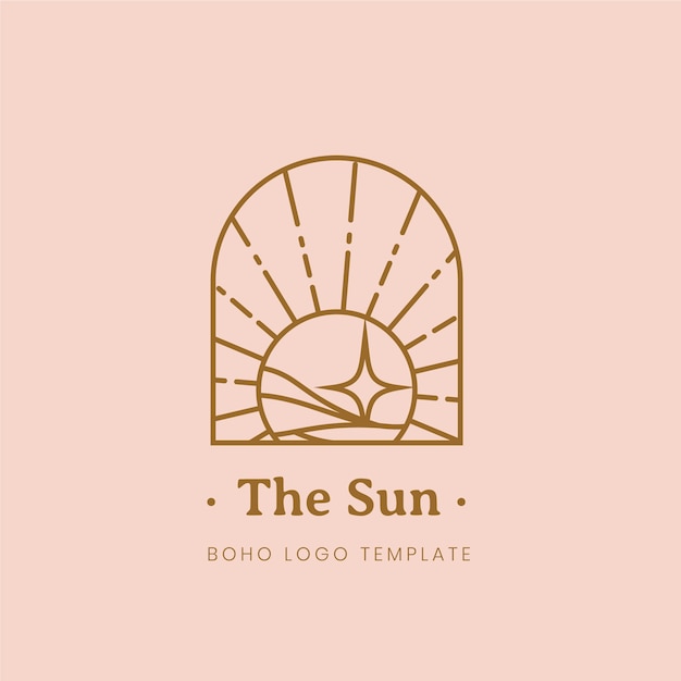 Vector logotipo de sol boho dibujado a mano