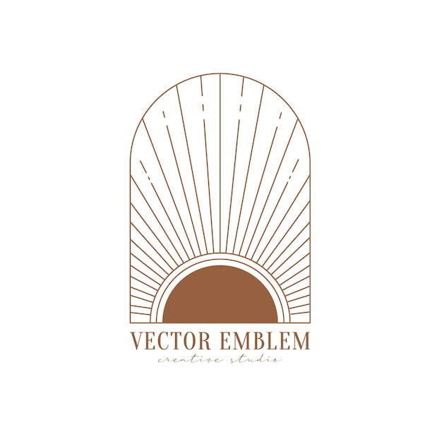 Logotipo de sol boho mínimo en estilo lineal moderno Sol y explosión de sol