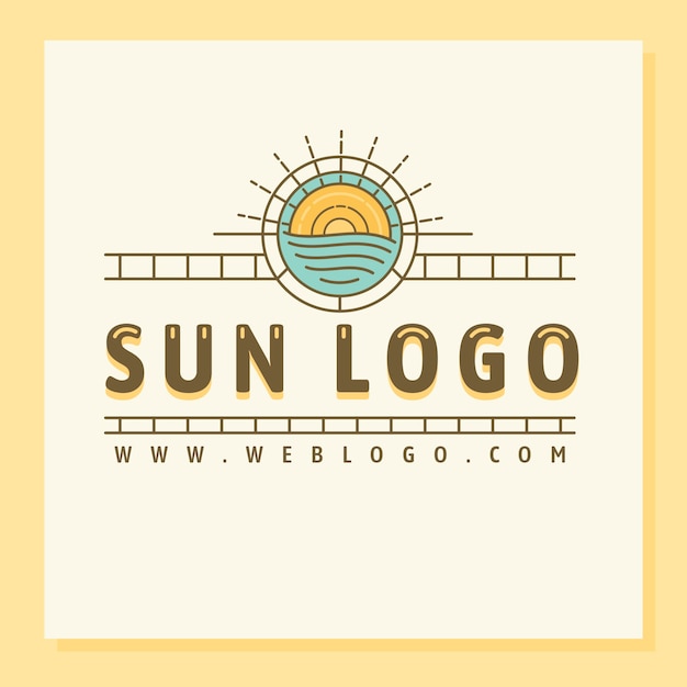 Vector logotipo de sol de diseño plano dibujado a mano