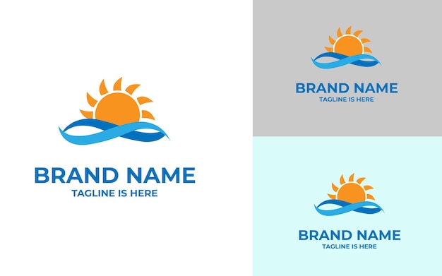 logotipo de sol minimalista azul naranja