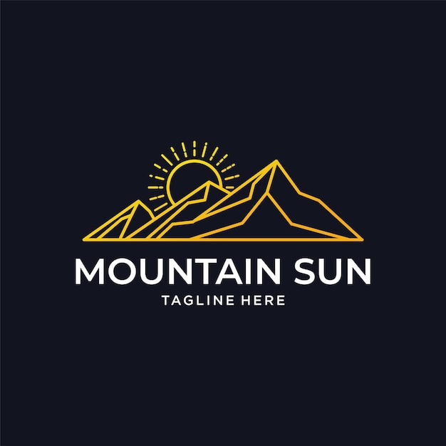 Vector logotipo de sol de montaña