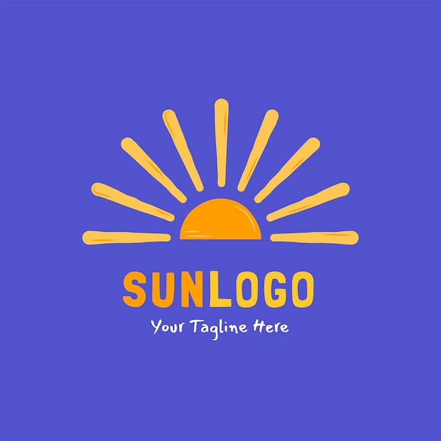 Vector logotipo de sol plano dibujado a mano