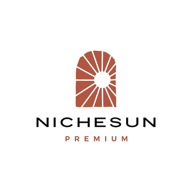 Logotipo de sol de puerta de nicho boho