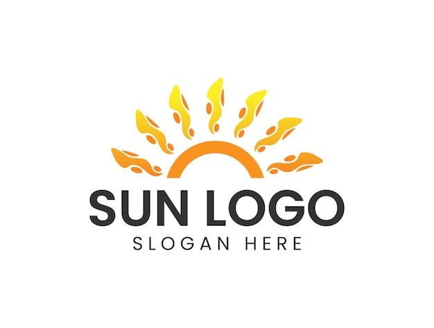 Logotipo del sol con rayos abstractos para el calor de la energía y el vector del sol de verano Diseño del logotipo