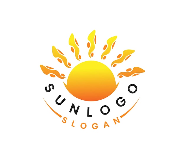 Logotipo del sol con rayos abstractos para el calor de la energía y el vector del sol de verano Diseño del logotipo