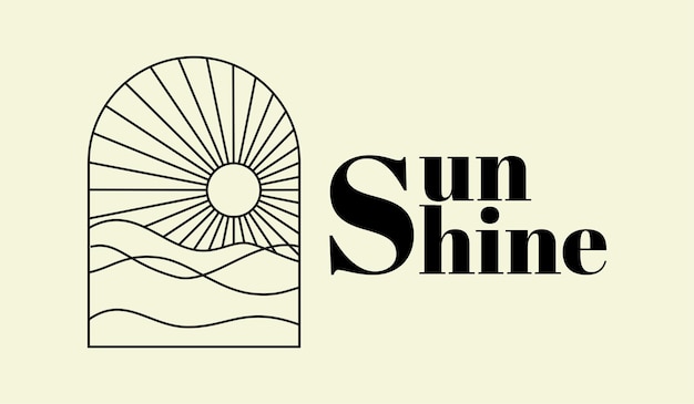 Logotipo de sol con sol y olas